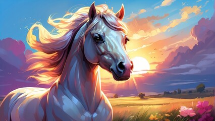 Obraz na płótnie Canvas Colorful pony, illustration for children