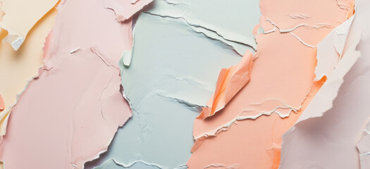 Torn grunge ripped pastel colorful paper background. Beige, ivory, yellow, peach colors ripped...