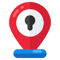 A colored design icon of secure location 