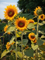 Fototapeta premium sunflower in garden at natural background Generative Ai