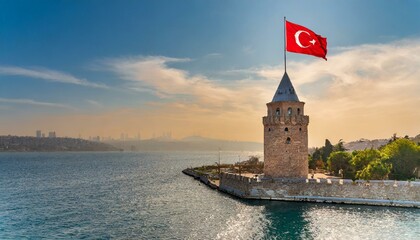 turkish flag of the sky - obrazy, fototapety, plakaty