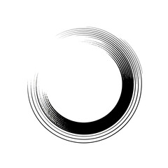 Set with circles. Rotating art lines in circle shape as symbol, logo or icon