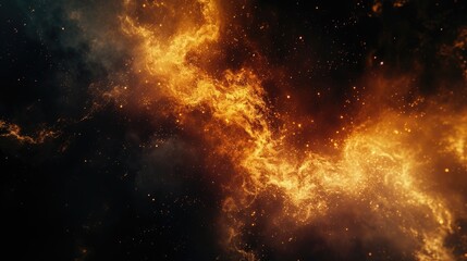 Obraz premium a blazing fire against a dark black background, evoking a primal sense of comfort and intrigue amidst the shadows.