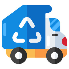 A colored design icon of recycling truck
