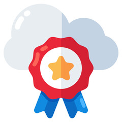 A flat design icon of cloud certification