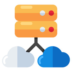 A flat design icon of server network 