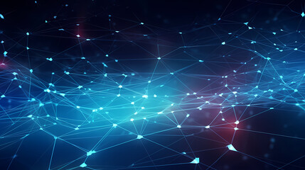 Futuristic technology background of digital glowing waves and network system