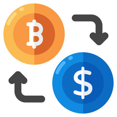 Bitcoin to dollar, concept of currency exchange