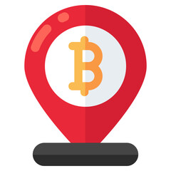 A flat design icon of bitcoin location 