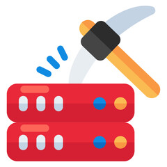 A flat design icon of server mining