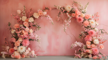 valentine's day floral wall decor, floral arrangement wall decoration, romantic room, surreal romantic room