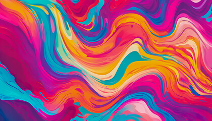 ai generated multicolored cosmic liquid paint swirl, wavy color pattern, acrylic ink water background.