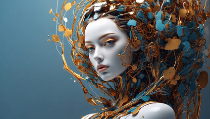 portrait of a woman with creative hairstyle,portrait of a woman with creative makeup,portrait of a person,