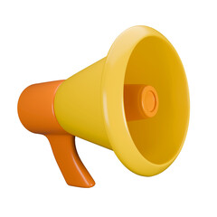 3D yellow and orange megaphone
