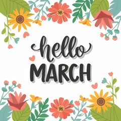 Hello March greeting card