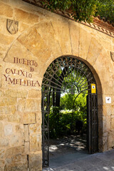 Entrance door to the orchard of Calixto and Melibea, Salamanca, Spain