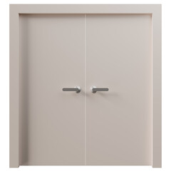 3d illustration of white rectangle double doors isolated.