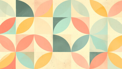retro inspired pastel scrapbook paper with geometric patterns