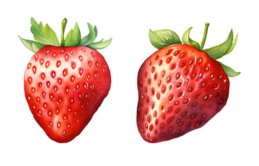 Watercolor strawberry. Illustration clipart isolated on white background. © NightCreativity