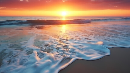 Aerial view of beautiful beach, simple, calm composition in clear blue