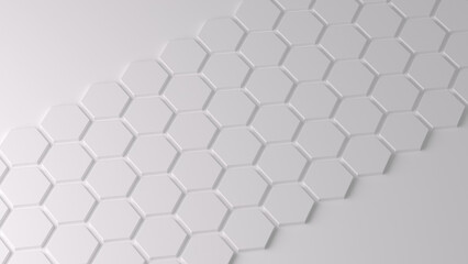 Abstract white honeycomb on a white background.