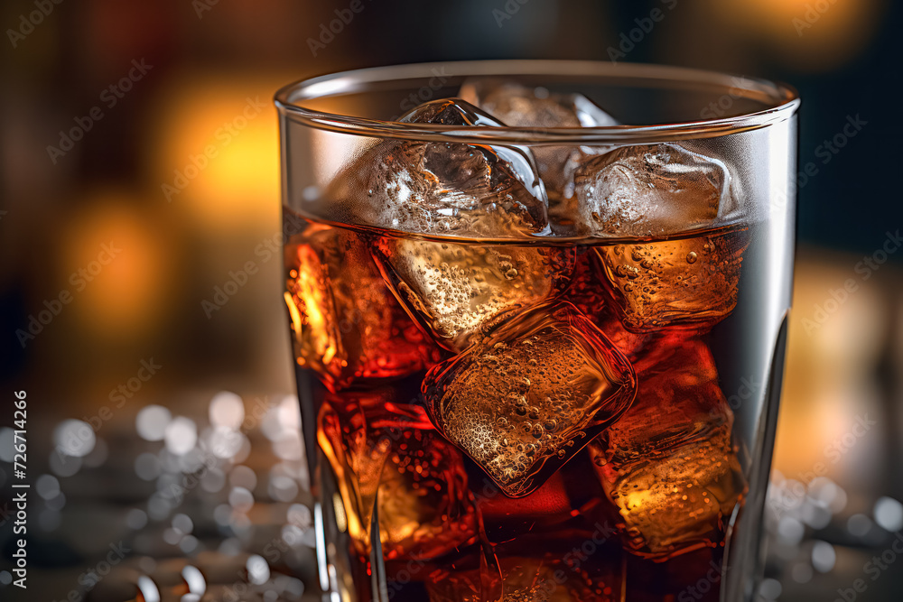 Aufkleber indulge in the rich ambiance of a glass of whiskey with natural ice against a rough, rusty backgroun