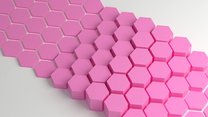 Pink hexagon honeycomb on a white background