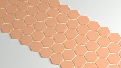 Orange hexagon honeycomb on a white background
