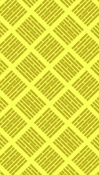 Seamless looped yellow color minimalistic pattern motion graphics background. Abstract flat geometrical shape tile placed together moving in a single direction, animated seamless geometric pattern