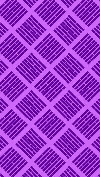 Seamless looped purple color minimalistic pattern motion graphics background. Abstract flat geometrical shape tile placed together moving in a single direction, animated seamless geometric pattern