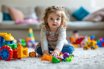 Lively Toddler Tidying Up Toys With Exuberance In Welllit Studio