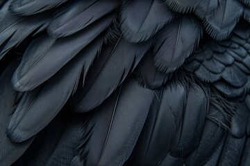 Obraz premium Symmetrical Closeup Of Intricate Black Feather Textures In High-Resolution Digital Art: Copy Space