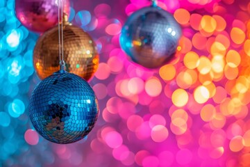 Vibrant Party Themes: Colorful Disco Balls Add Symmetry And Copy Space To Perfect Photos