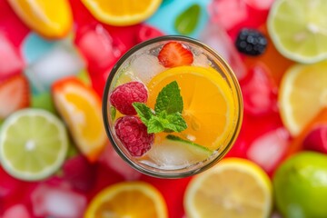 Vibrant Fruit Cocktail Presentation: Refreshing Delight For Party-Goers
