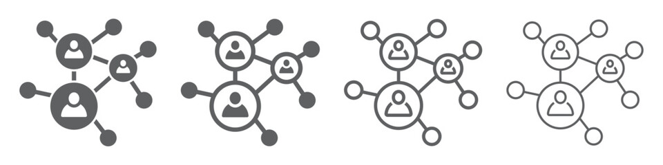 Set of business network icon. Work networking symbol, social networks, people and diagram. Communication friends partners signs, business network, consisting of multiple users. Vector.