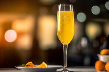 Sip into elegance with a Mimosa cocktail, a blend of orange juice and sparkling wine. Garnished...