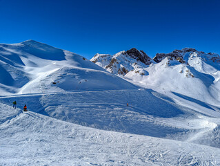 Ski slopes and mountains, Melchsee-Frutt mountain resort village, Switzerland
