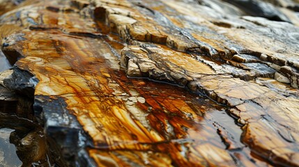 Detailed Texture of Weathered Rock Surface with Rich Brown Tones and Cracks