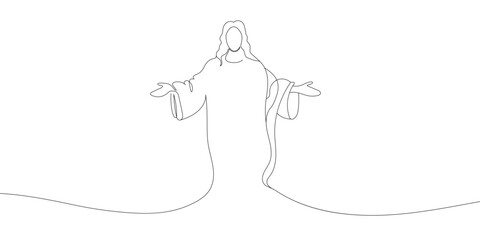 a picture of Jesus Christ drawn with a solid line. Vector illustration