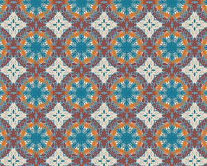 Seamless pattern in red, blue and orange colors.Seamless Geometric Pattern.Abstract texture designs can be used for backgrounds, motifs, textile, wallpapers, fabrics, gift wrapping, templates. endless