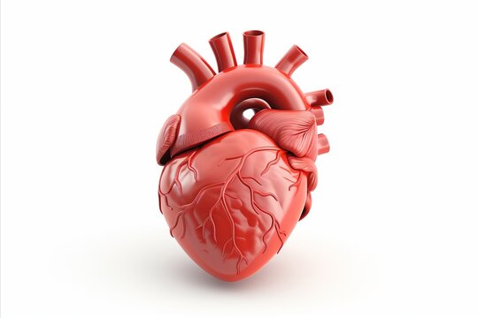 3D Heart Illustration for Cardiology Education and Healthcare Concepts on White Background