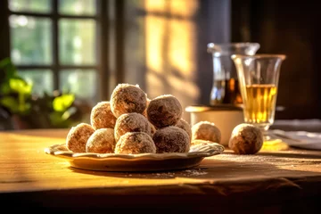 Foto op Aluminium Indulge guilt free in these energy balls nutrient packed bliss bites made with dates, hazelnuts, and cocoa powder. A delectable treat for health conscious snacking. © Людмила Мазур