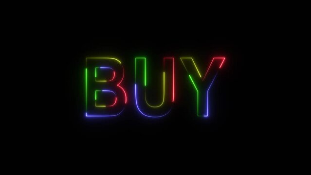 Blue neon "shop, online shop, buy" sign with flicker on a transparent background. Sale text with neon glow effect on transparent background. 4k abstract glowing neon text. 
