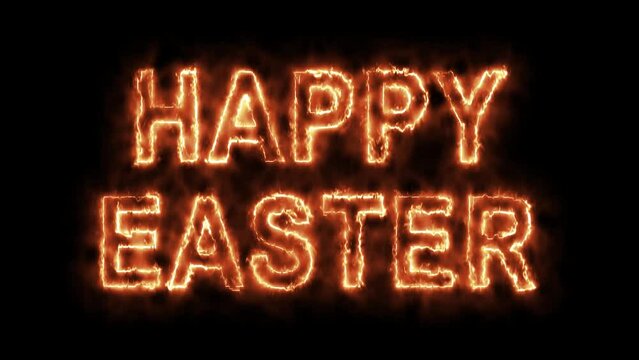 Easter egg, happy easter fire text animation in 4K.