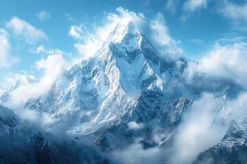 majestic Himalayan peaks shrouded in clouds