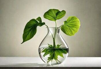 Green Leafed Plant On Clear Glass Vase 