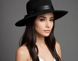 Fototapeta na wymiar portrait of a woman in hat
