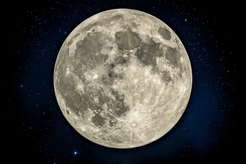Luminous Full Moon Dominating a Starry Sky
