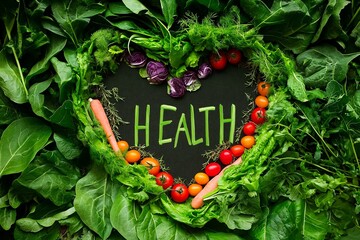 Vibrant Composition of Fresh Vegetables Shaping the Word "HEALTH"