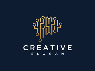 Brain connection logo design .Digital Brain Logo Design Template